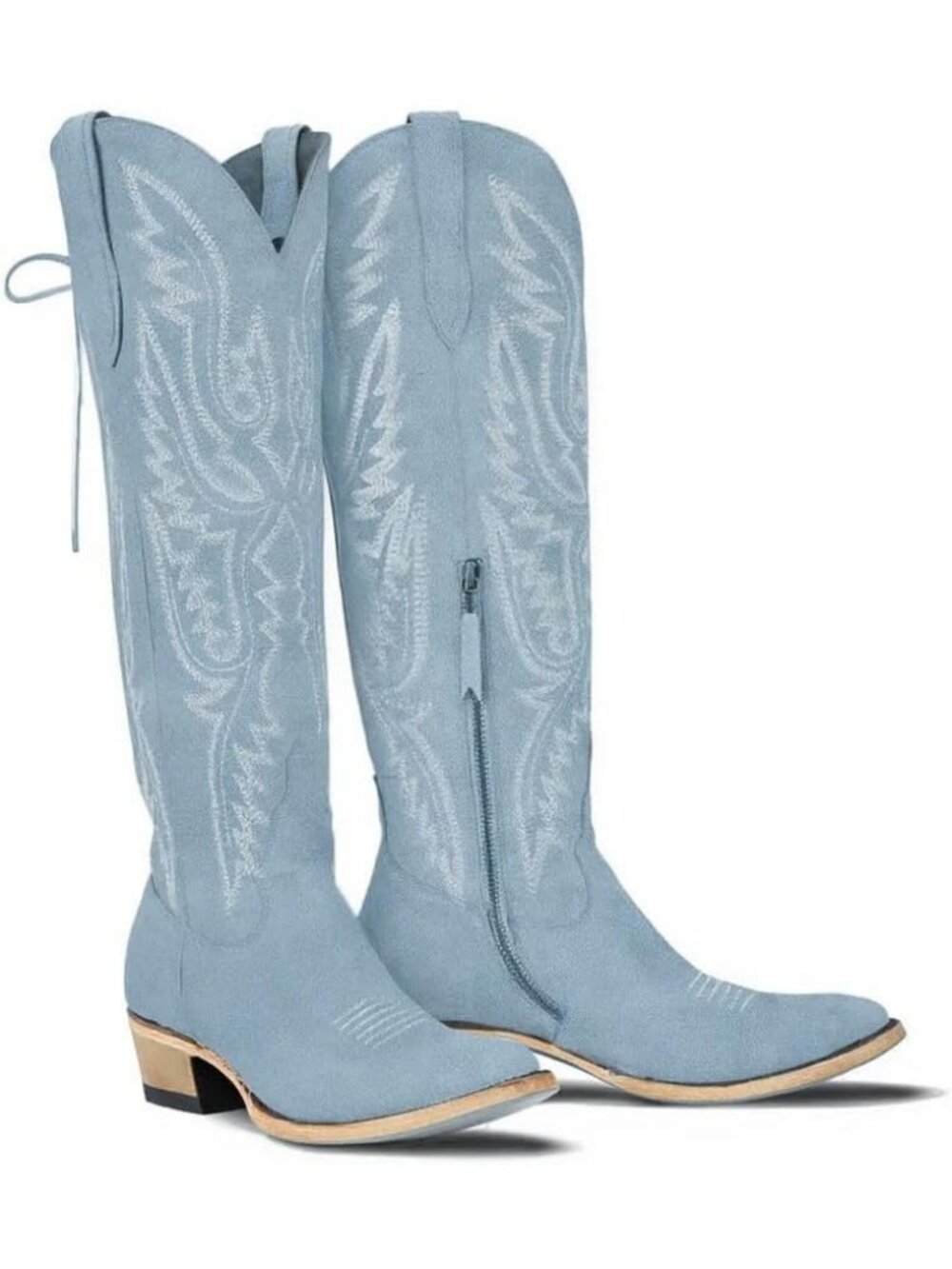 Women's Blue Over Knee Thigh High Embroidered Western Pull-On Cowboy Boots